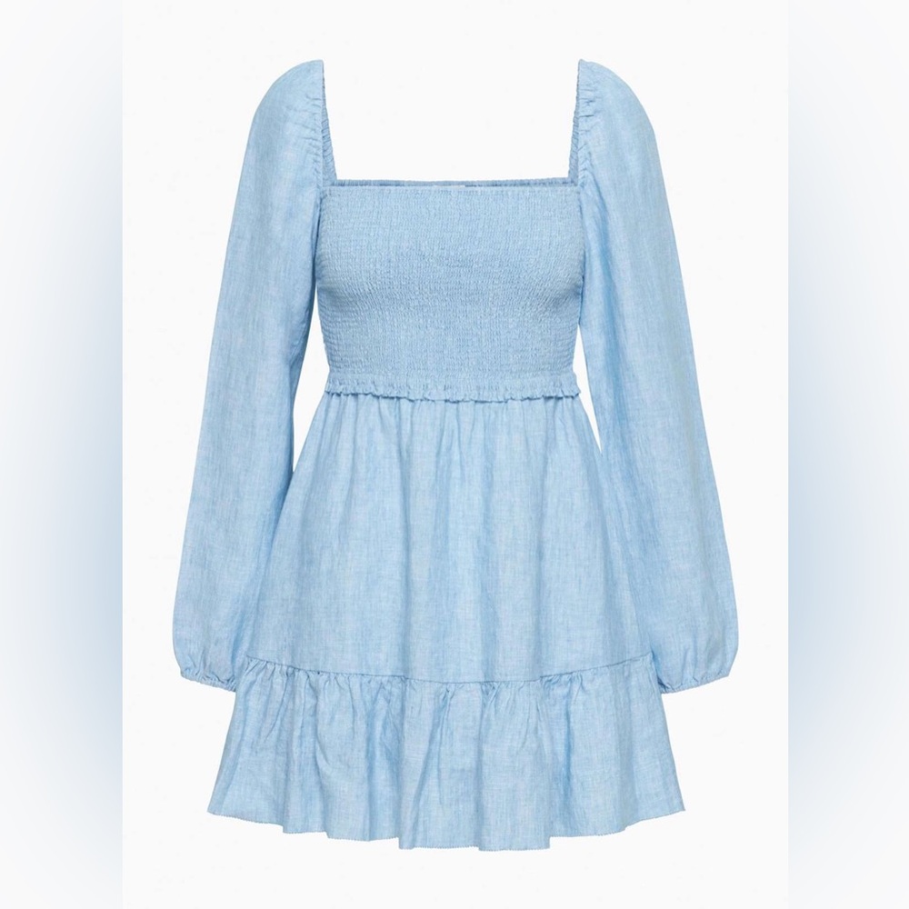 Aritizia Wilfred Blue Long Sleeve 100% linen Dress size L